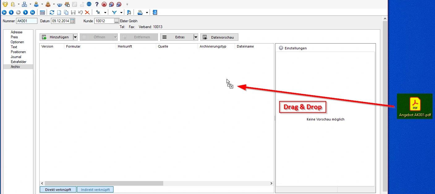 Drag and Drop von PDF Dateien